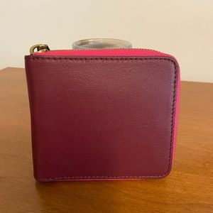 J Crew zip bifold leather wallet